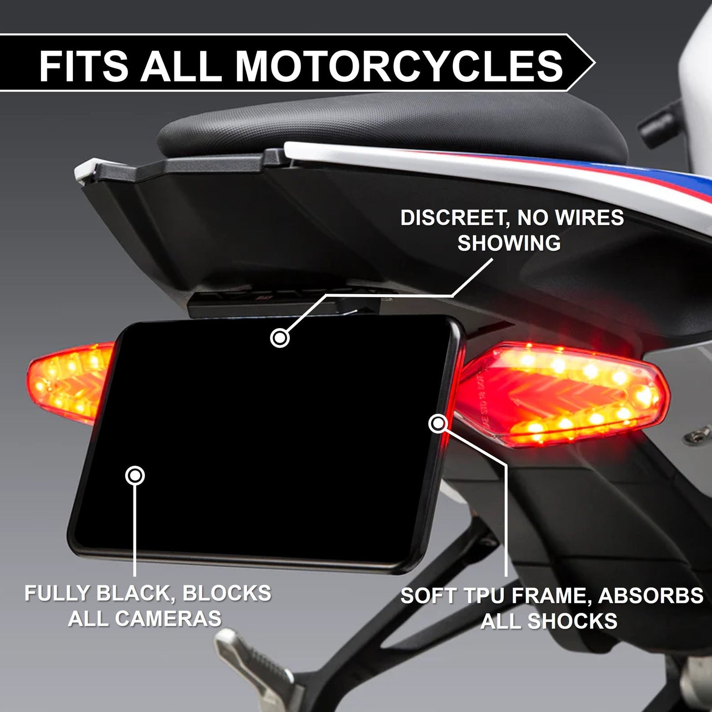 VanishPlate License Plate Cover - USA/Canada Motorcycle